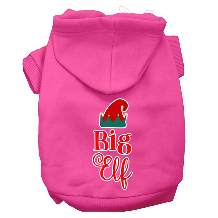 Big Elf Screen Print Dog Hoodie Bright Pink XS